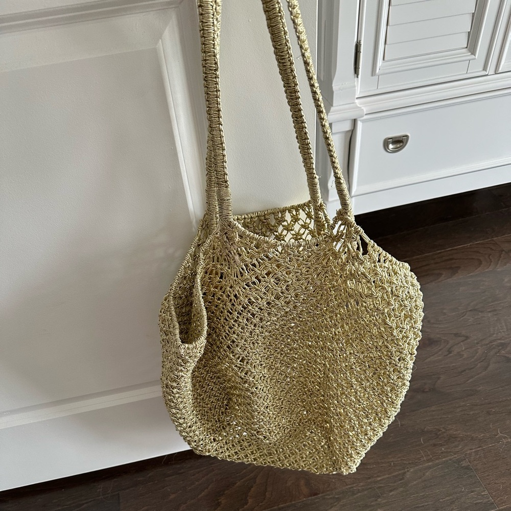 Anthropologie Gold Mesh Tote. Like New.